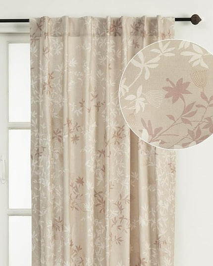 Maison d' Hermine Curtains for Living Room 100% Cotton 108 inch Length One Panel Light Filtering Curtains for Bedroom Windows with Rod and Loop Pockets Drapes (Louxor Beige, 50" W x 108" L)