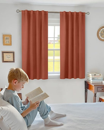 BGment 54 Inch Blackout Curtains for Bedroom - Room Darkening Thermal Insulated Noise Reducing Energy Efficiency Privacy Fall Decor Curtains for Bathroom, 2 Panels, 38 x 54 Inch, Terracotta