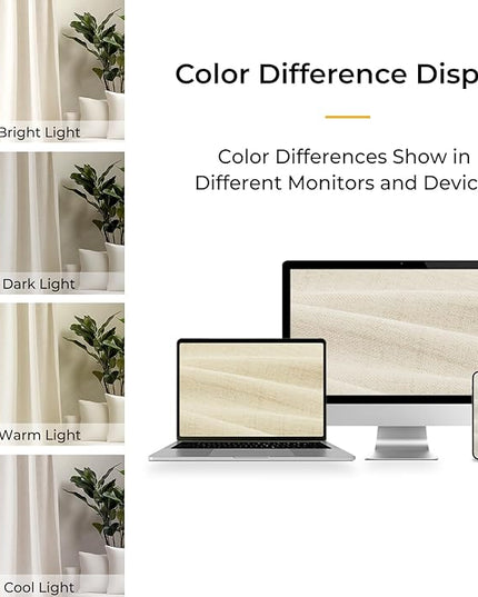 INOVADAY 100% Blackout Curtains for Bedroom, Black Out Curtains 90 Inch Long, Clip Rings Linen Blackout Drapes, Thermal Insulated Room Darkening for Living Room, 2 Panels - Cream,W50xL90