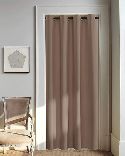 NICETOWN Blackout Doorway Curtain 80 inches Long for Bedroom - Grommet Light & Heat Blocking Window Treatments Sound Reducing Drapes for Living Room (1 Panel, W46 x L80, Cappuccino)