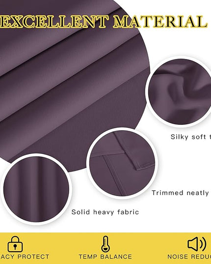 NICETOWN Patio Door Curtain 84 inches Long, Grommet Room Divider Curtain Panel Thermal Insulated Room Darkening for Bedroom/Office, Plum, W100 x L84, 1 Panel