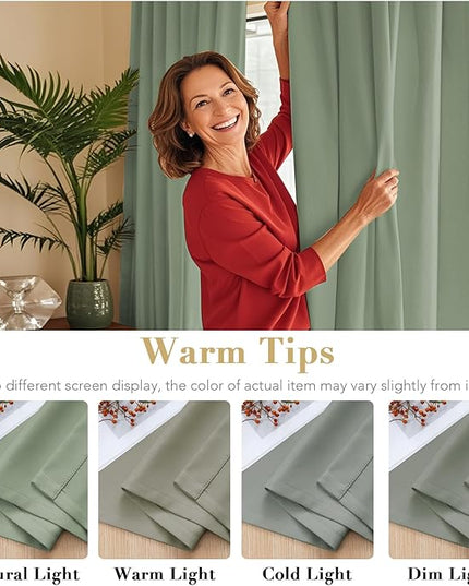 H.VERSAILTEX Blackout Curtains Thermal Insulated Window Treatment Panels Room Darkening Blackout Drapes for Living Room Back Tab/Rod Pocket Bedroom Draperies (2 Panels, Cyan, 52 x 96 Inch)