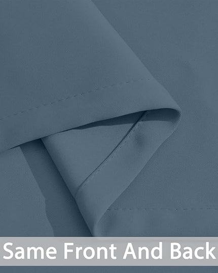 Yakamok 36 Inch Length Blackout Curtains for Bedroom, Light Blocking Drapes Room Darkening Thermal Insulated Solid Grommet Panels for Living Room(38Wx36L, Stone Blue, 2 Panels)