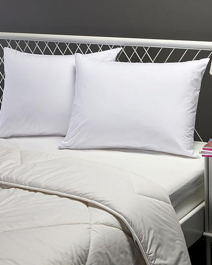Amazon Basics Down Alternative Bed Pillows and Pillow Protector Case 2-Piece Set, 26 in x 20 in, Soft Density, Standard - Pack of 2, White