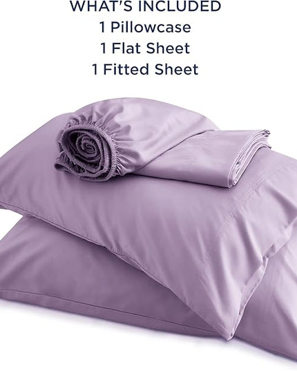 Bedsure King Size Sheets Set, Cooling Sheets for Hot Sleepers, Rayon Derived from Bamboo, Breathable & Soft, Deep Pocket Up to 16 Inches, Hotel Luxury Silky Bedding, Lilac