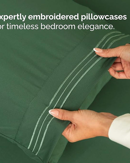 Twin Size 3 Piece Sheet Set - Comfy Breathable & Cooling Bed Sheets Set - Hotel Luxury Bedding for Women, Men, Kids, Teens, Boys & Girls - Deep Pockets, Soft, Wrinkle Free - Oeko-Tex - Emerald Green