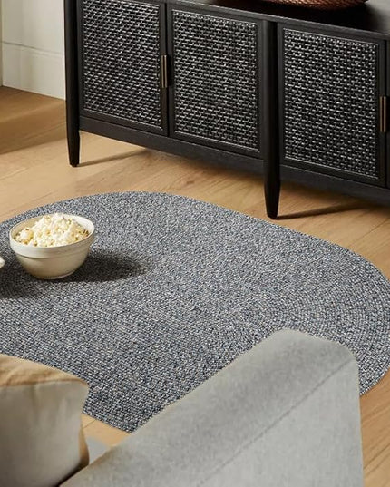 Seasons SE95 Winter Blues 3' x 5' Oval - Braided Area Rug, Home Decor, Floor Mat or Bedroom Rug - Easy Care, Ideal for High Traffic Areas in Hallway and Living Room - Made in USA