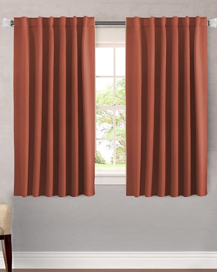H.VERSAILTEX Blackout Curtains Thermal Insulated Window Treatment Panels Room Darkening Blackout Drapes for Living Room Back Tab/Rod Pocket Bedroom Draperies, 52 x 54 Inch, Orange, 2 Panels