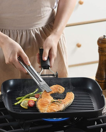 SKITCHN Grill Pan with Folding Handle, Nonstick Indoor BBQ Grilling Pan - 13 9IN