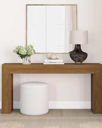 Plank+Beam Grand Console Table, 66 Inch Modern Solid Wood Sofa Table, Narrow Entryway Table for Hallway, Behind The Couch, Living Room, Foyer, Pecan Wirebrush