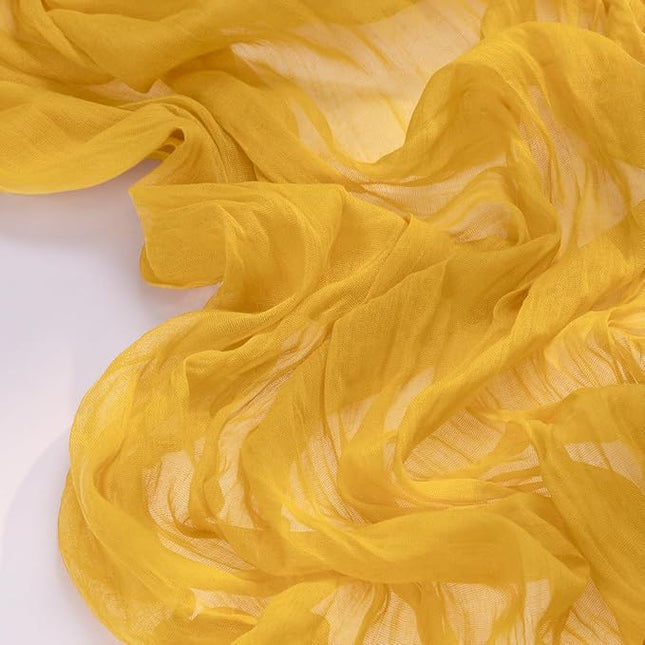 Socomi 6pcs Gold Yellow Christmas Cheesecloth Table Runner Boho Rustic Gauze 120 inch 10FT Cheese Cloth Runner for Wedding Party Baby Shower Birthday Home Decor Holiday Decorations