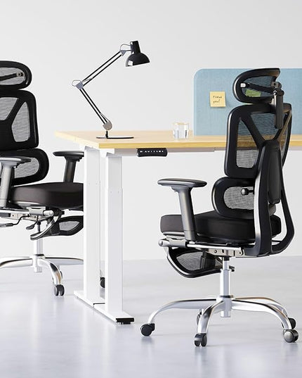 FLEXISPOT ErgoX Premium Ergonomic Office Chair with Footrest- Adjustable 3D Armrests, Dynamic Lumbar Support, Recline & Tilt Function, Mesh Seat, for Home & Office Use,Foam Black