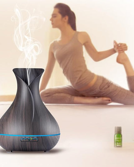 Aroma Essential Oil Diffuser, 400ml Ultrasonic Cool Mist Humidifier with Waterless Auto Shut-Off and Cleaning Kit for Home, Yoga, Office, Spa, Bedroom, Baby Room - Wood Grain