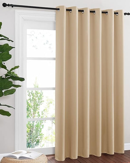 NICETOWN Sliding Door Blinds Window Treatment, Blackout Patio Door Curtain Panels, Privacy Thermal Drapes for Department (Biscotti Beige, W80 x L84)