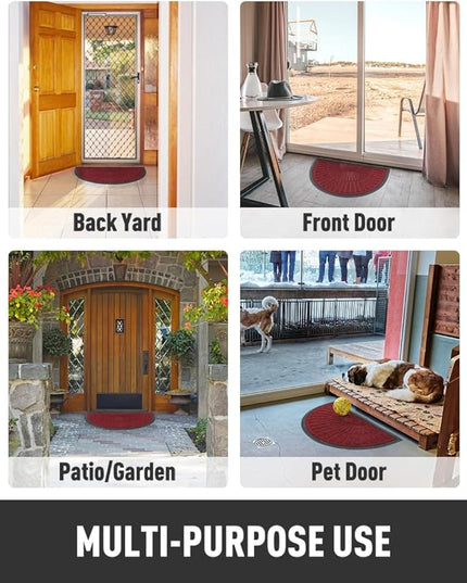 tchdio Door Mat Outdoor Indoor Entrance Doormat-Semicircular Durable Rubber Non Slip Front Door Mat for Outside Inside Entry Entryway Dirt Trapper WelcomeMat for Muddy Paws and Shoes-Red 24”x47”