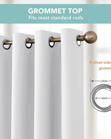 BONZER 100% Blackout Curtains for Bedroom - Pure White Heat & Light Blocking Window Drapes with Black Laminated Backing, Privacy Protection Noise Reducing Single Layer Curtain, 54 x 72 Inch, 2 Panels