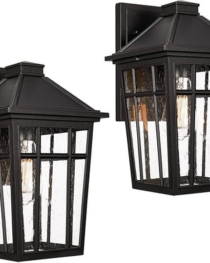 Darkaway 2pcs Outdoor Sconce Lights Wall Light Fixtures, 14inch Large Porch Light Outdoor Wall Anti-Rust Black Aluminum with Glass for Patio Yard Doorway Garage
