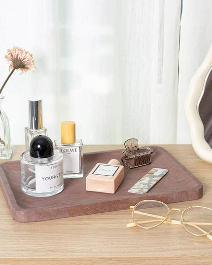 Marble Vanity Tray, 11.8in Sandstone Bathroom Kitchen Tray for Countertop, Decorative Dresser Organizer, Perfume Storage, Jewelry Holder, Brown Stone Gift for Man