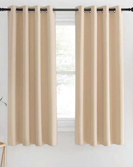 NICETOWN Blackout Living Room Curtain 63 inches Long - Window Treatment Thermal Insulated Solid Grommet Vertical Drapes Sound Reducing for Bedroom (Biscotti Beige, 1 Panel, 46 by 63 Inch)