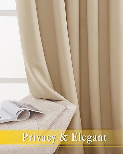 NICETOWN Sliding Door Curtain for Living Room, Blackout Patio Curtain & Drape Privacy Thermal Insulated Window Treatment for French/Patio Door (1 Panel, Biscotti Beige, W80 x L90)