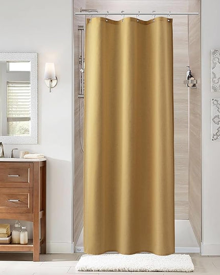 Naturoom 36 Inch Shower Curtain - Stall Narrow Half Linen Ultra Thick Fabric Shower Curtain Set with Hooks, Boho Farmhouse Rustic RV Camper Bath Curtains for Bathroom, Gold, 36x72