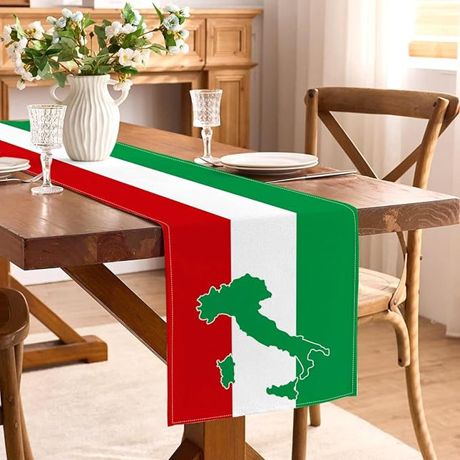 Italy Flag Table Runner Italian Themed Birthday Party Decoration Dining Room Home Kitchen Island Decor
