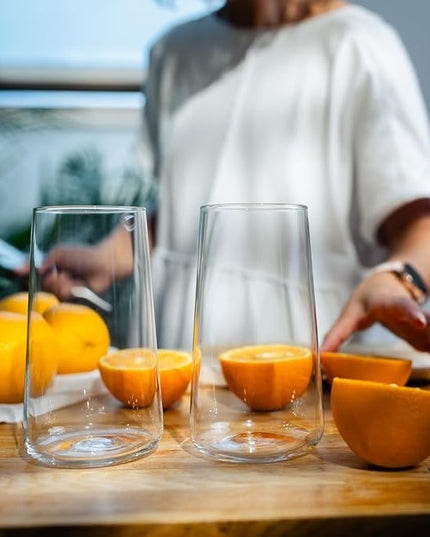 Krosno Water Glasses, Set of 4, Capacity 20 fl oz, Infinity Collection, Thin Highball Glasses,Clear Tall Glass Cups For Water, Juice, Drinks, and Cocktails, Dishwasher Safe, Made in Europe