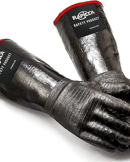 RAPICCA 700°F Heat Resistant BBQ Grill Gloves, Oil Resistant & Waterproof for Smoking, Grilling, Cooking, Deep Frying Turkey, Handling Hot Greasy Meat | Great Stocking Stuffers for Men