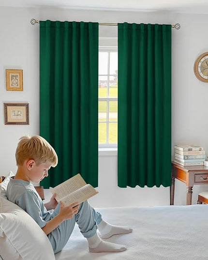BGment Rod Pocket and Back Tab Blackout Curtains for Bedroom - Christmas Emerald Green Thermal Insulated Room Darkening Curtains for Living Room, 2 Window Curtain Panels (52 x 72 Inch, Emerald)