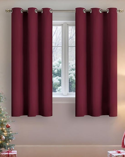 YoungsTex Burgundy Blackout Curtains 63 Inch Length 2 Panels for Bedroom - Thermal Insulated Drapes with Grommet Room Darkening Christmas Decor for Living Room Window, 42 x 63 Inch
