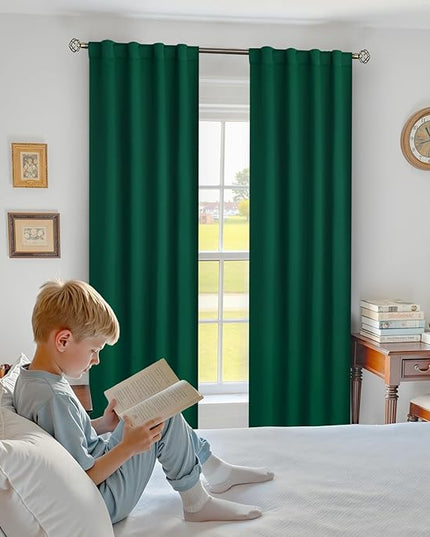 BGment Christmas Emerald Green Blackout Curtains 84 Inch Length 2 Window Panels Set for Living Room - Rod Pocket and Back Tab Thermal Insulated Room Darkening Curtains for Bedroom, (38 x 84 Inch)