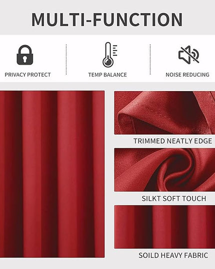 Joydeco Red Custom Solid Single Blackout Curtain for Bedroom and Living Room, Grommet Thermal Insulated Room Darkening Curtain 1 Panel (Custom Size,Red)