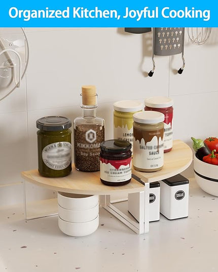 Corner Shelf Countertop Organizer - Set of 2 Corner Shelves for Kitchen Cabinet Organizer, Spice Rack, Stackable Bathroom Stand and Storage, Sink Rack, Corner Cabinet, Counter Decor, Natural Beige