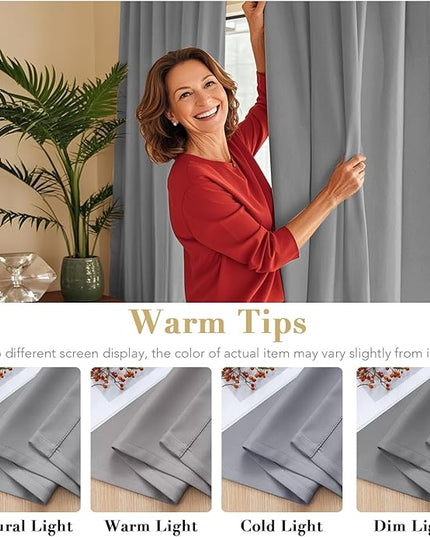 H.VERSAILTEX Blackout Curtains Thermal Insulated Window Treatment Panels Room Darkening Blackout Drapes for Living Room Back Tab/Rod Pocket Bedroom Draperies (2 Panels, Grey, 42 x 54 Inch)