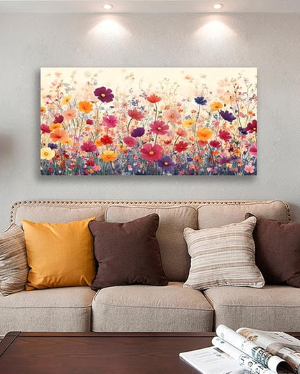 LKY ART Wall Art Canvas Floral Wall Decor for Living Room Colorful Wildflower Picture Garden Print Nature Floral Decorative Painting Office Bedroom Poster Artwork Home Decoration 20 x 40 inches