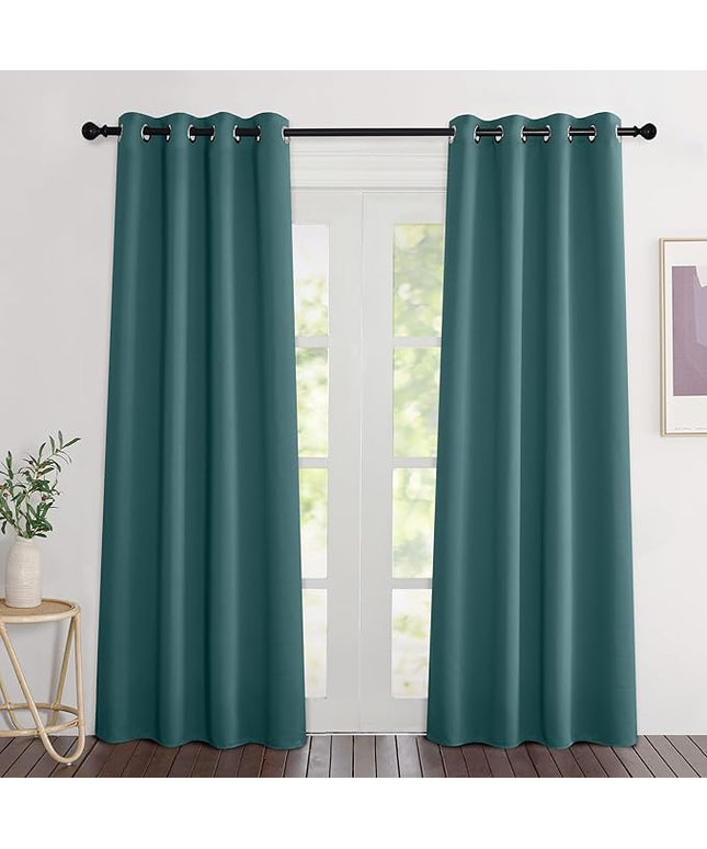 NICETOWN Blackout Sea Teal Curtains 84 inches Long, Grommet Room Darkening Thermal Insulated Sound Dampening Window Treatments for Bedroom/Home Office, 2 Panels, W46 x L84
