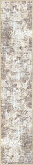 IOHOUZE Abstract Runner Rug 3x14 Ft Washable Runners for Hallways, Non Slip Kitchen Runner Printed Faux Wool Entryway Runner Indoor, Modern Abstract Floor Carpet for Hall Stair, Beige Brown