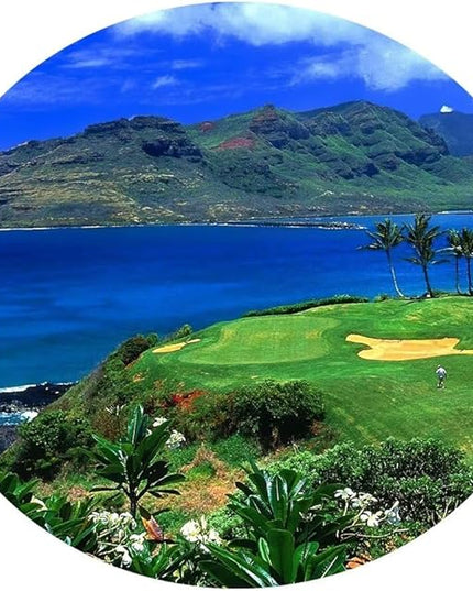chenchenArt Lagoons Golf Course Wall Art for Living Room Bedroom Bathroom Home Decoration Hawaii Ocean Golf Course Picture Poster Canvas Prints Modern Artwork Framed Ready to Hang(28''H x 44''W)