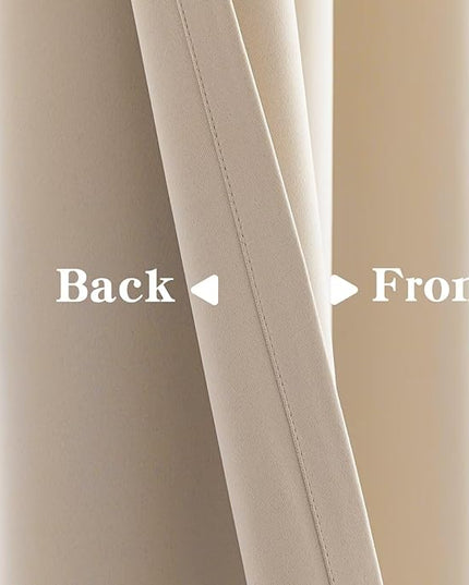 Beige Curtains 84 Inch Length 2 Panels Set, Light Filtering Curtains for Living Room 84 Inch Long, Grommet Energy Saving Semi Sheer Drapes for Bedroom Window(W52 x L84)
