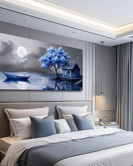 ZUITINGHUA Canvas Wall Art For Living Room Wall Decor For Bedroom Office Wall Decoration Seaside Landscape Painting Boat Pictures Artwork Room Aesthetic Home Decor 20x40 In