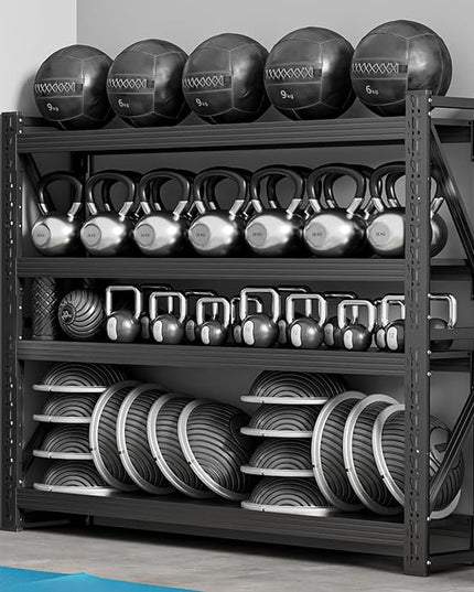 60" W Garage Shelving,4-Tier Heavy Duty Storage Shelves Unit with Adjustable Metal Shelf for Warehouse,Basement,Workshop,5000LBS,60" W x 24" D x 79" H,Black