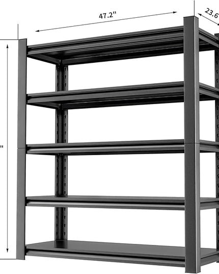 5 Tier Heavy Duty Metal Shelving Unit, Industrial Storage Shelf for Garage, Utility, and Industrial Use - Metal Storage Shelf Organizer, Durable Garage Storage Shelving 24" D x48 W x72 H