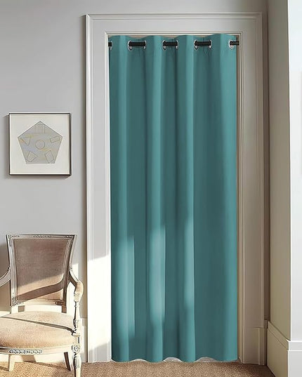 NICETOWN Door Curtain for Closet Doors 80 Inches Long 1 Panel, Blackout Doorway Curtain for Open Closet Bedroom, Room Divider Living Room for Privacy (Sea Teal, 1 Panel, 46W x 80L)