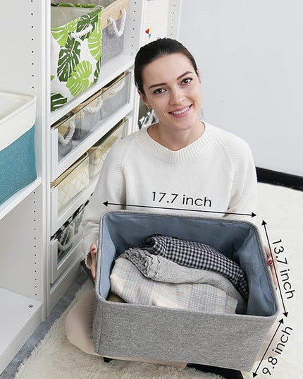 TheWarmHome Fabric Storage Bins Baskets for Organizing, Large Sturdy Storage Basket W/Handles, Decorative Foldable Storage Baskets for Shelves Closet Nursery Toy (X Large - 3 Pack 17.7L×13.8W×9.8H)