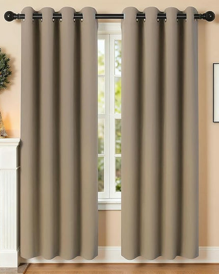 Room Darkening Curtains 72 Inch Length for Bedroom Living Room, Insulated Thermal Grommet Curtain Drapes, Blackout(60-90%,Not 100%) Window Treatment Decor, 2 Panels, 52x72, Taupe