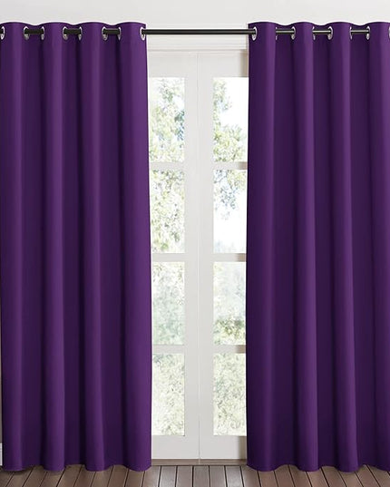 NICETOWN Blackout Window Curtain Short - (Deep Purple Color) Home Fashion Thermal Insulated Room Darkening Drapery for Bedroom, 52W x 84L, Sold Individually