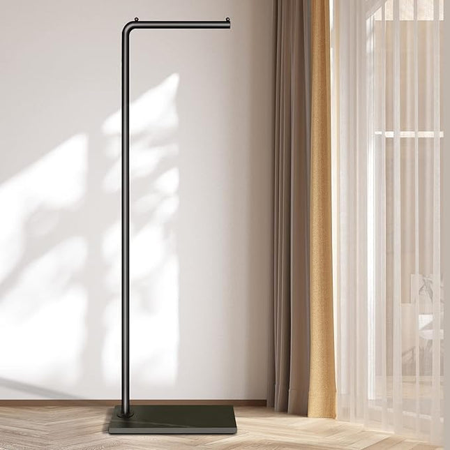 Metal Coat Rack, Modern Clothing Tree with Heavy-weight Slate Base, Small Coat Stand for Entryway/Bedroom/Hallway, Standing Plant Hanger, Matte Black