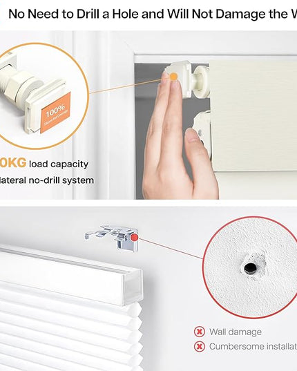 LazBlinds No Drill Blinds for Indoor Windows, Blackout Roller Shades, Cordless Window Blackout Blinds, Thermal Insulated Fabric UV Protection for Home and Office, 23" W x 48" H, Cream