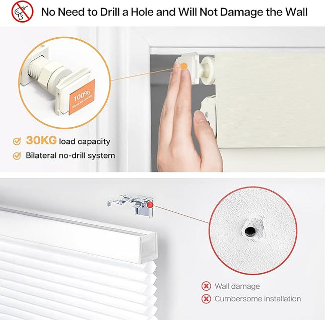 LazBlinds Custom Size No-Drill Blackout Blinds - Easy Install for Renters & Child Safe Cordless Roller Shades, Thermal Insulated for Home Office, 100% Light Blocking, Blackout-Cream