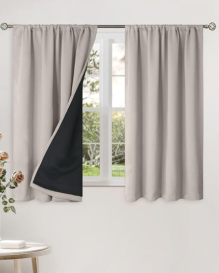 BGment Short Blackout Curtains for Bedroom, Thermal Insulated Full Room Darkening Soundproof Rod Pocket Small Window Curtains 54 Inch Length, 2 Panel, Each Panel 42 Inch, Cashmere